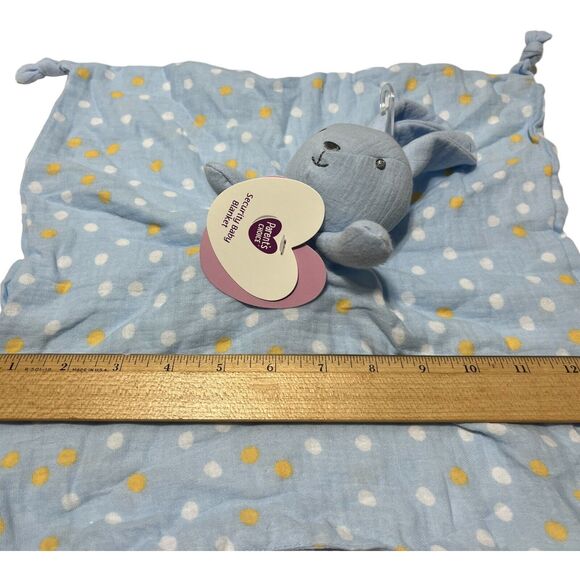 Parent's Choice Blue Bunny Yellow Polka Dot Baby Lovey Security Blanket Walmart - Picture 3 of 8